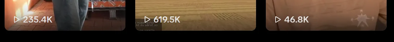 TikTok view counts of 235.4K, 619.5K, and 46.8K on a brand new clipping account